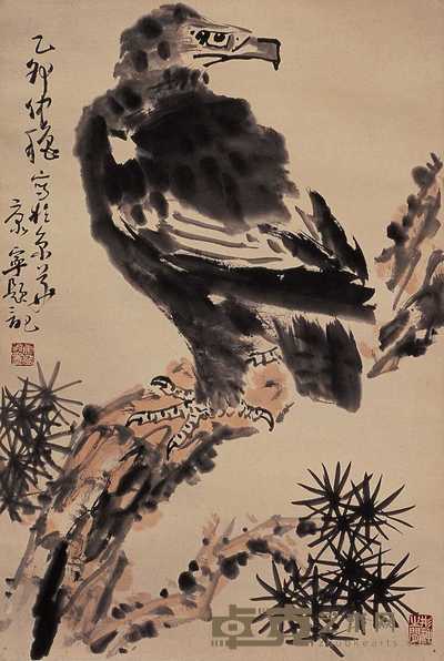 康宁 鹰 立轴 67×46cm